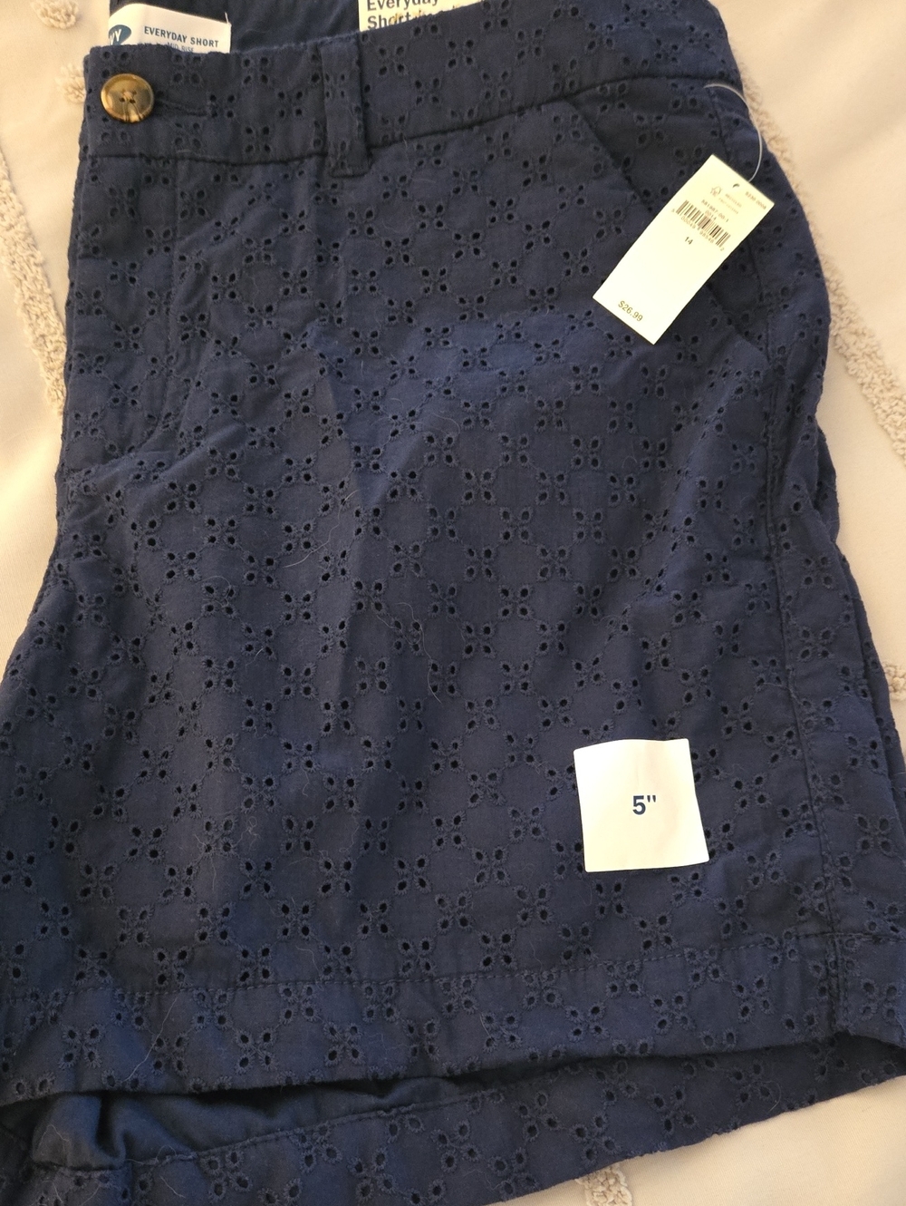 Old Navy Navy Eyelet Cotton Shorts